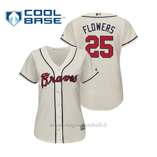 Maglia Baseball Donna Atlanta Braves Tyler Flowers Cool Base Majestic Alternato 2019 Crema